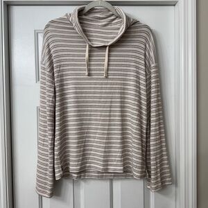 Lucky Brand Bonne Chance Striped Cowlneck Pullover